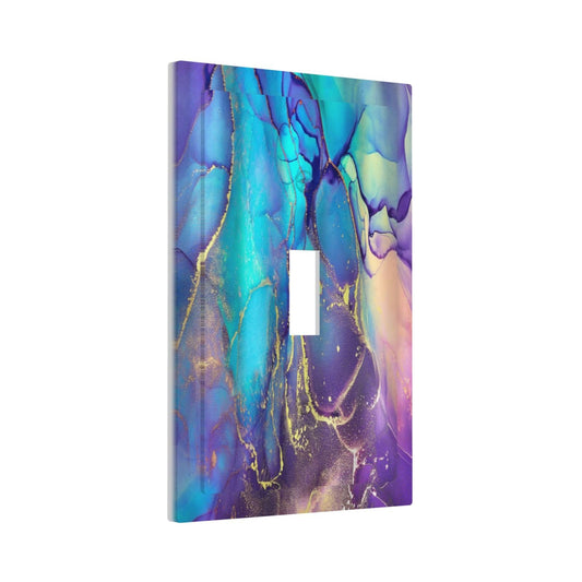 Purple Blue Abstract Marble 1 Gang Single Toggle Wall Plate Electrical Device Light Switch Cover Colorful Decorative Switchplate Faceplate for Bathroom Bedroom Kitchen Decor