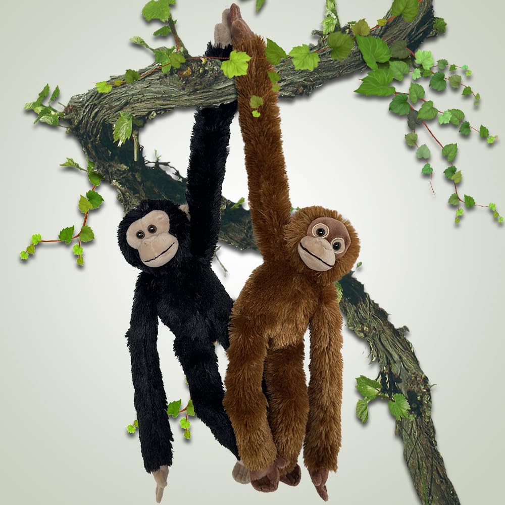 Hideekoog Hanging Orangutan Stuffed Animals,2pcs Chimpanzee Orangutans Plush Toys Curtain Buckle for Decoration,20 inches Chimpanzee Stuffed Jungle Animals for Kids(Two Gorillas)