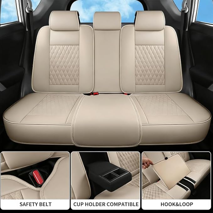 Car Seat Covers Full Set Custom Fit for Buick Envista 2024-2026 - Premium Faux Leather with Lumbar Support | Breathable, Waterproof, Anti-Slip, Durable (Beige,Full Set)