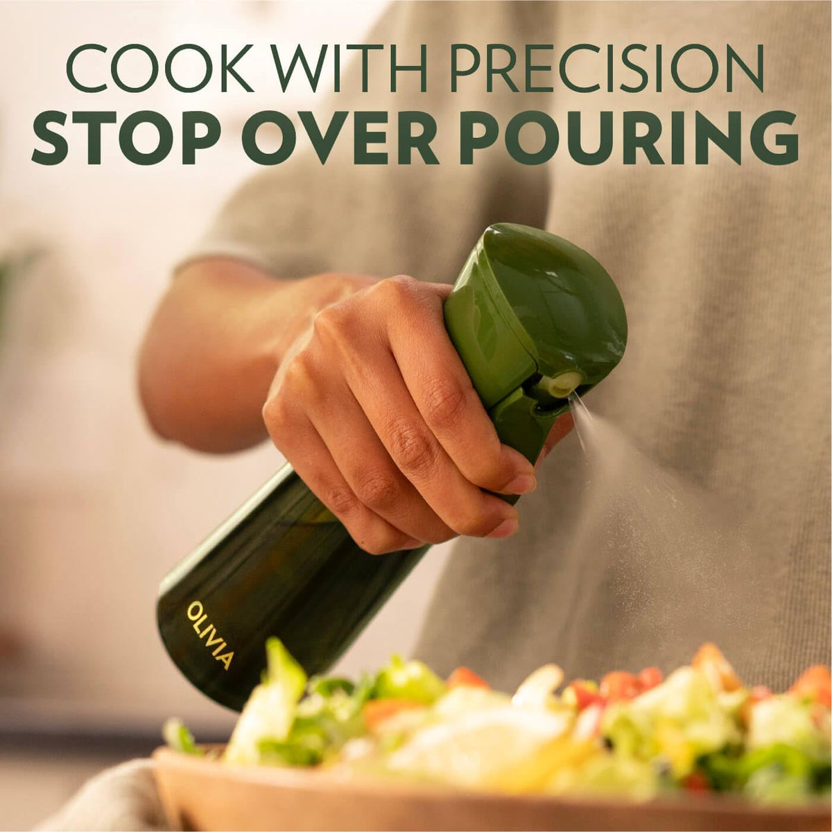 FLAIROSOL OLIVIA SIGNATURE Oil Sprayer for Cooking, 200ml Glass, Green/Gold