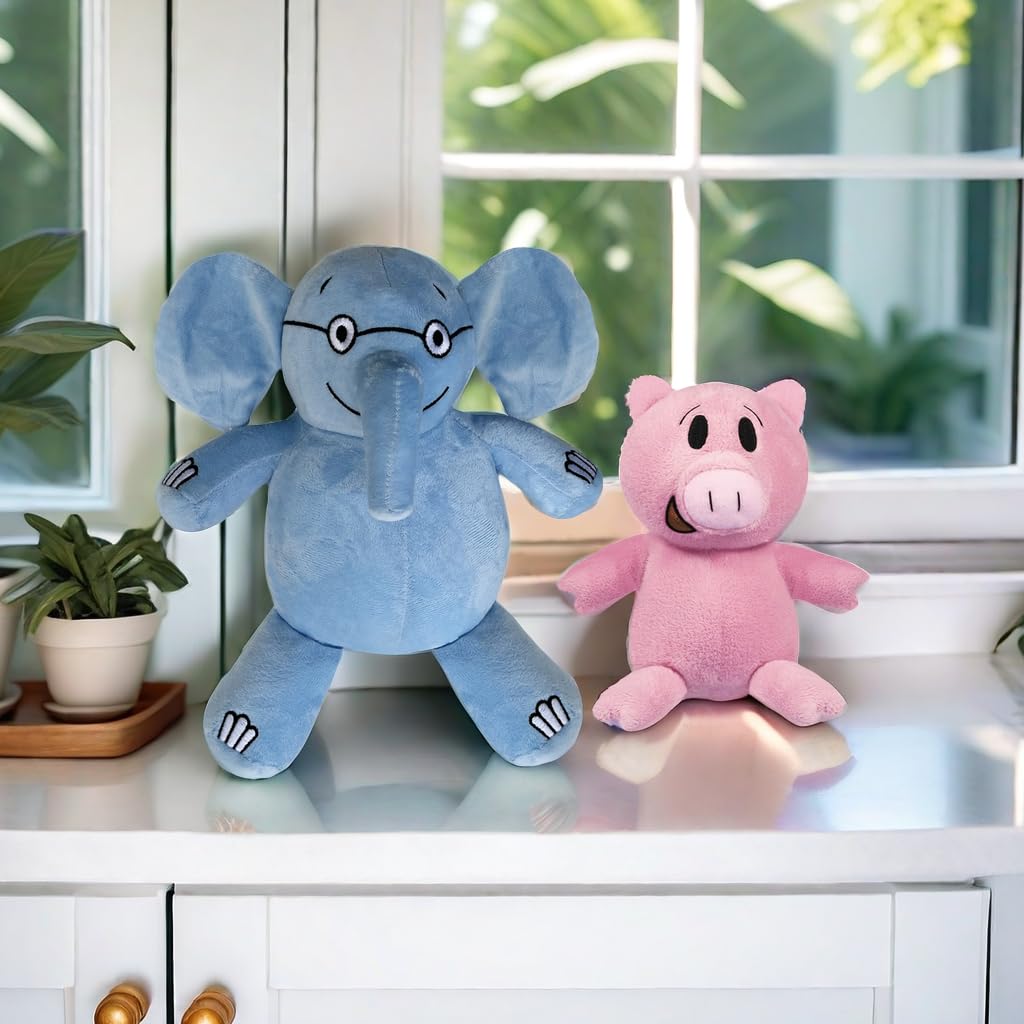 New Blue Elephant and Pink Pig Plush Toys,for Boys and Girls Animal Toys,Christmas Valentine's Day Room Decoration Party Gifts (2PC)
