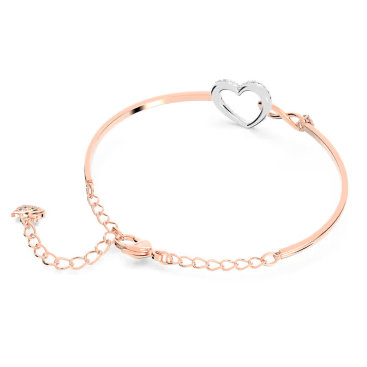 Swarovski Hyperbola Women's Bangle Bracelet with a Rose-Gold Tone Plated Bangle, Clear Crystals and Lobster Clasp