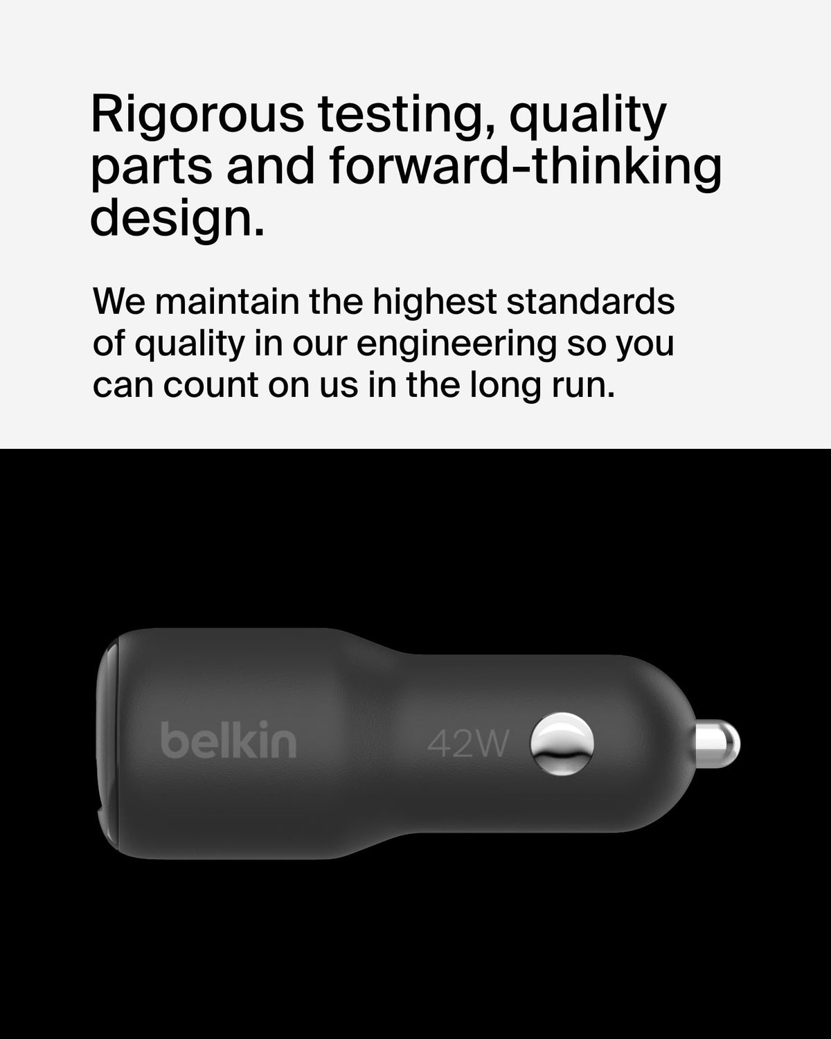 Belkin BoostCharge 42W Dual Port Fast Car Charger, USB-C & USB-A