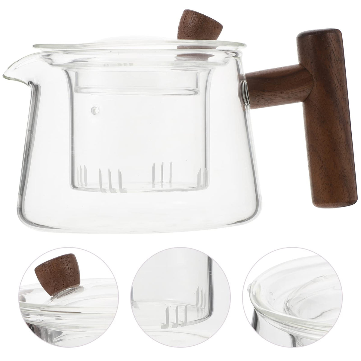 DOITOOL Clear Glass Teapot 500Ml Stovetop Tea Kettle Teapot with Side Handle for Loose Leaf Tea Blooming Flower Chinese Set Glass for Home Office