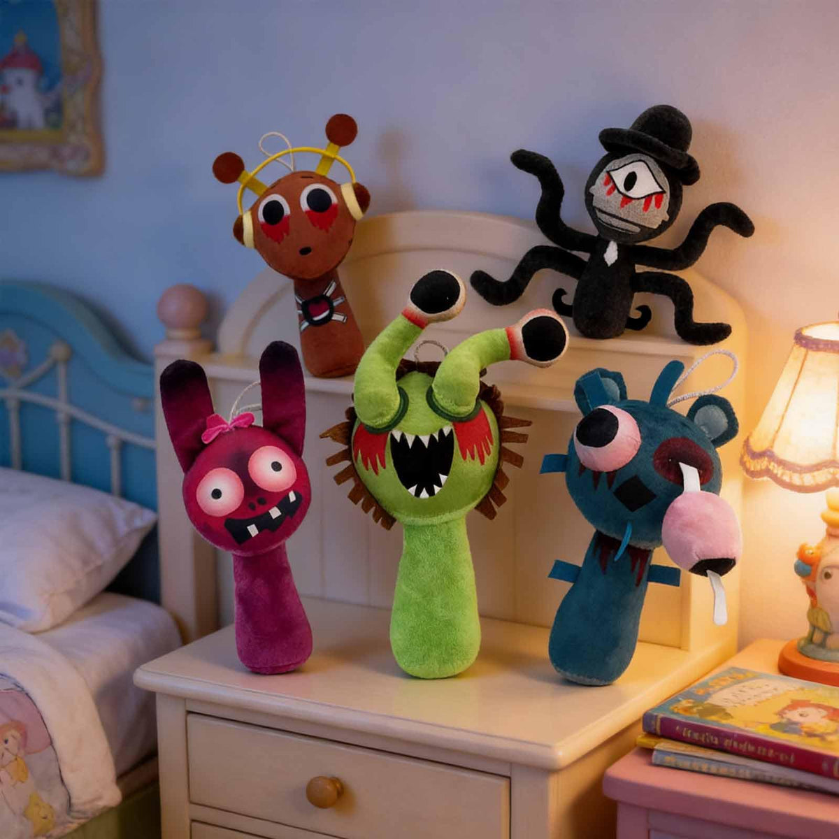 TitTees 5 Pcs Halloween Plush Toys Horror Fans Soft Stuffed Doll, 8'' Plushies Gifts for Adult, Stuffed Toys Dolls Gifts for Birthday Goodie Bag Fillers Halloween Party Favors
