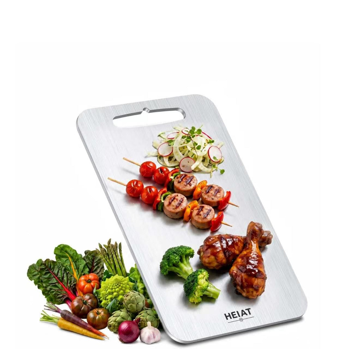 Non-Toxic Titanium Cutting Board 10” x 6”, 100% Pure Titanium Cutting Boards for Kitchen, Double-Sided Chopping Boards for Meat, Vegetables, Fruits, Handles Included, Dishwasher Safe