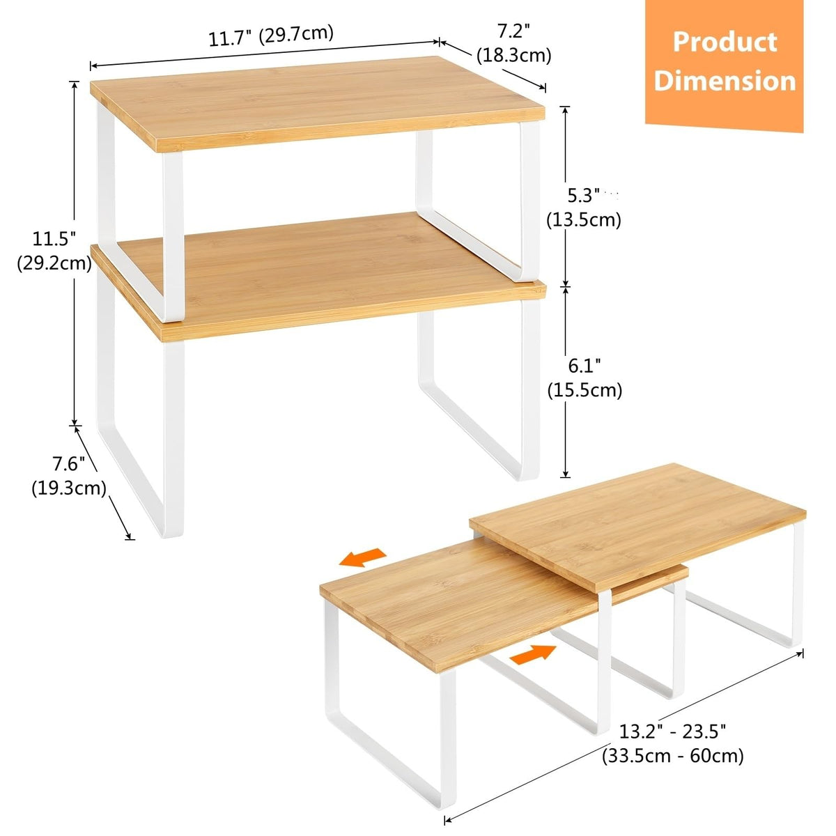 NEX Bamboo Cabinet Organizer Shelf, Kitchen Counter Shelves Set of 4