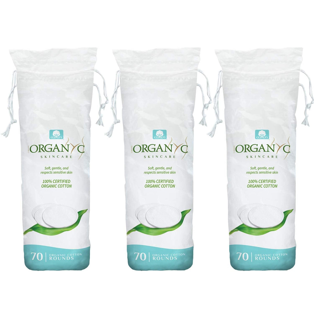 Organyc 100% Organic Cotton Rounds - Biodegradable Cotton, Chemical Free, For Sensitive Skin (210count) - Daily Cosmetics Beauty and Personal Care