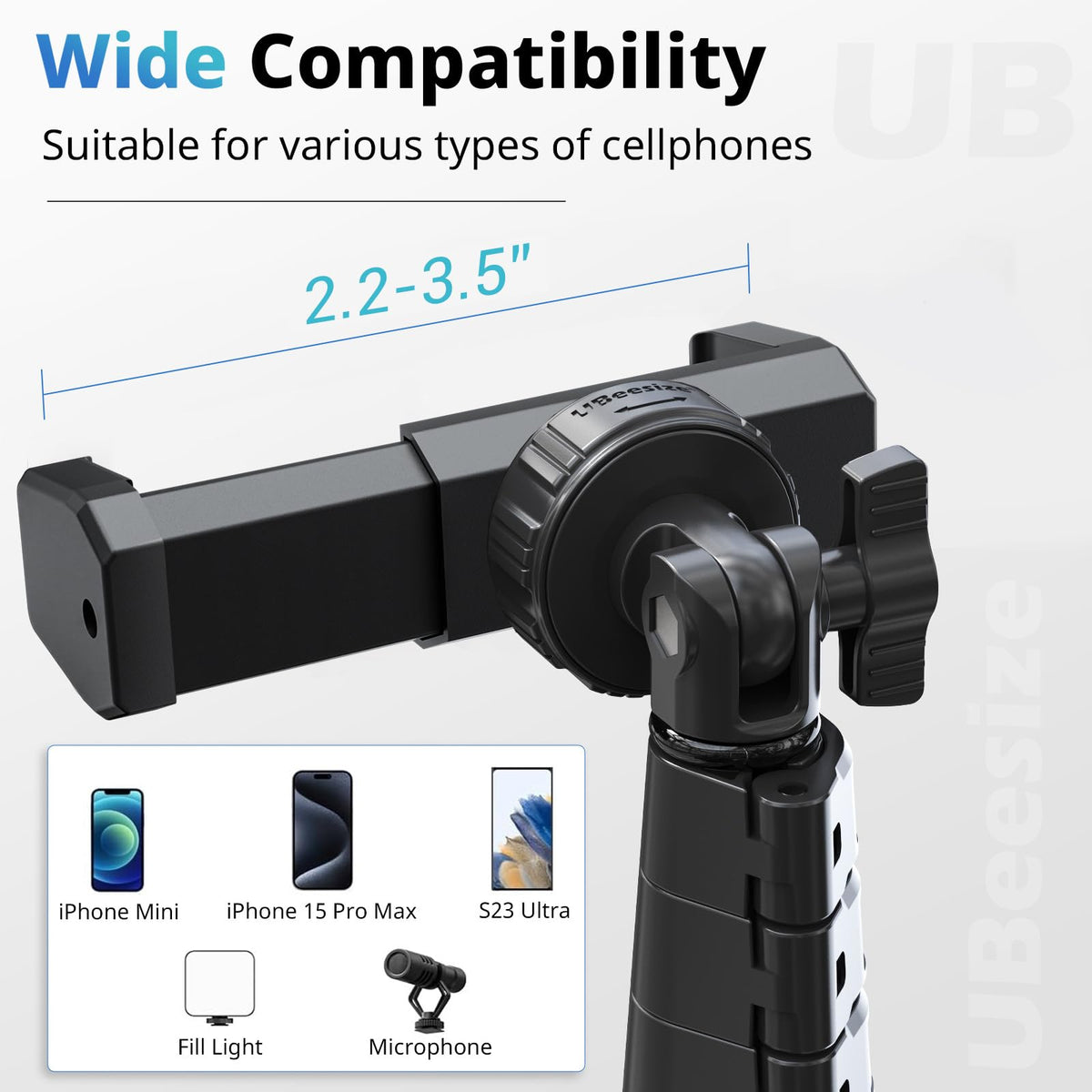 UBeesize 62" Phone Tripod & Selfie Stick with Wireless Remote and Phone Holder, Compatible with iPhone and Android for Selfies, Video Recording, and Live Streaming(Black)