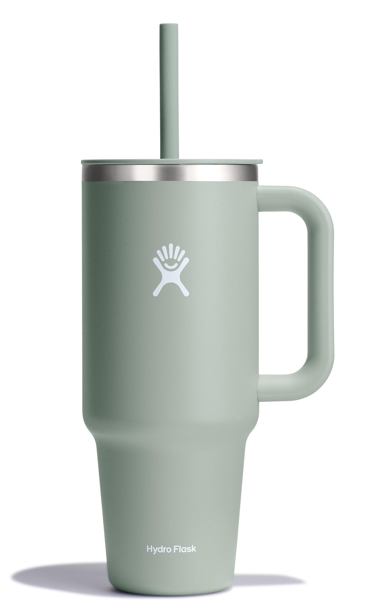 Hydro Flask Travel Tumbler with Handle, Lid and Straw - Insulated Stainless Steel in 40 Oz Agave