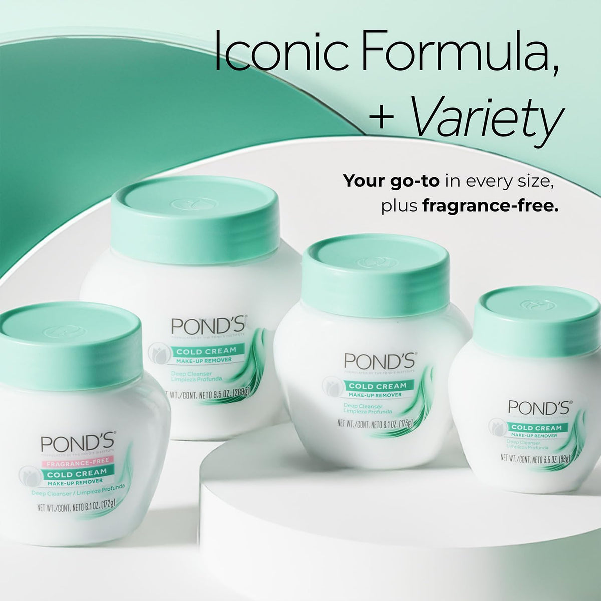 POND'S Cold Cream Make-Up Remover, Fragrance-Free Deep Cleanser 2-Pack – Non-Comedogenic, Hypoallergenic, Dermatologist-Tested, 6.1 Oz Ea