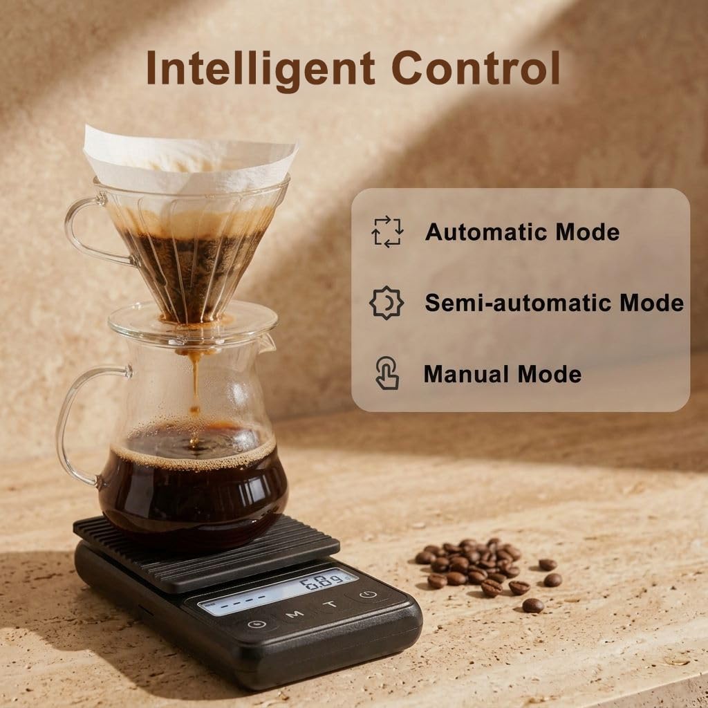 QP Mini Coffee Scale with Timer, 1kg/0.1g High Accuracy Espresso Scale