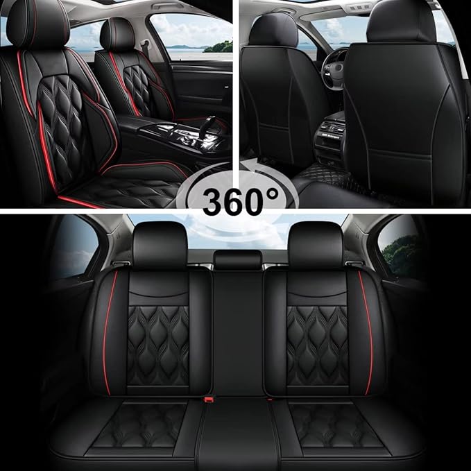 AOMSAZTO Car Seat Covers,Full Set 5 Seats Custom Fit for Honda CR-V 2015-2025 2026,Leather Car Seat Cover Seat Cushion Protector,Airbag Compatible Waterproof Black
