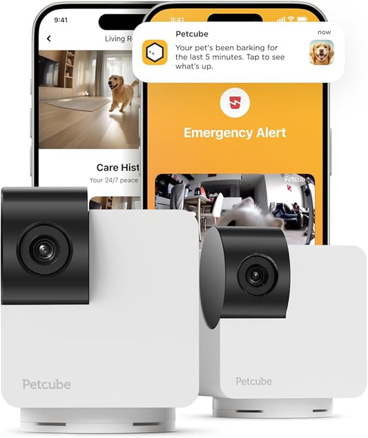 Petcube Cam 360 The Pack of 2 Camera | Ultimate Interactive WiFi Pet and Home Security Pan-Tilt Camera with Phone App, 1080p HD Video, 360° Rotation, Night Vision, Smart Alerts for Home Surveillance