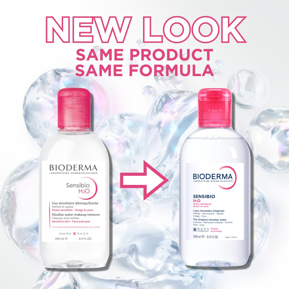 Bioderma Sensibio H2O Micellar Water, Makeup Remover Cleanser, Gentle for Skin, Fragrance-Free & Alcohol-Free, Gentle Face Cleanser for Sensitive Skin, 8.4 Fl Oz
