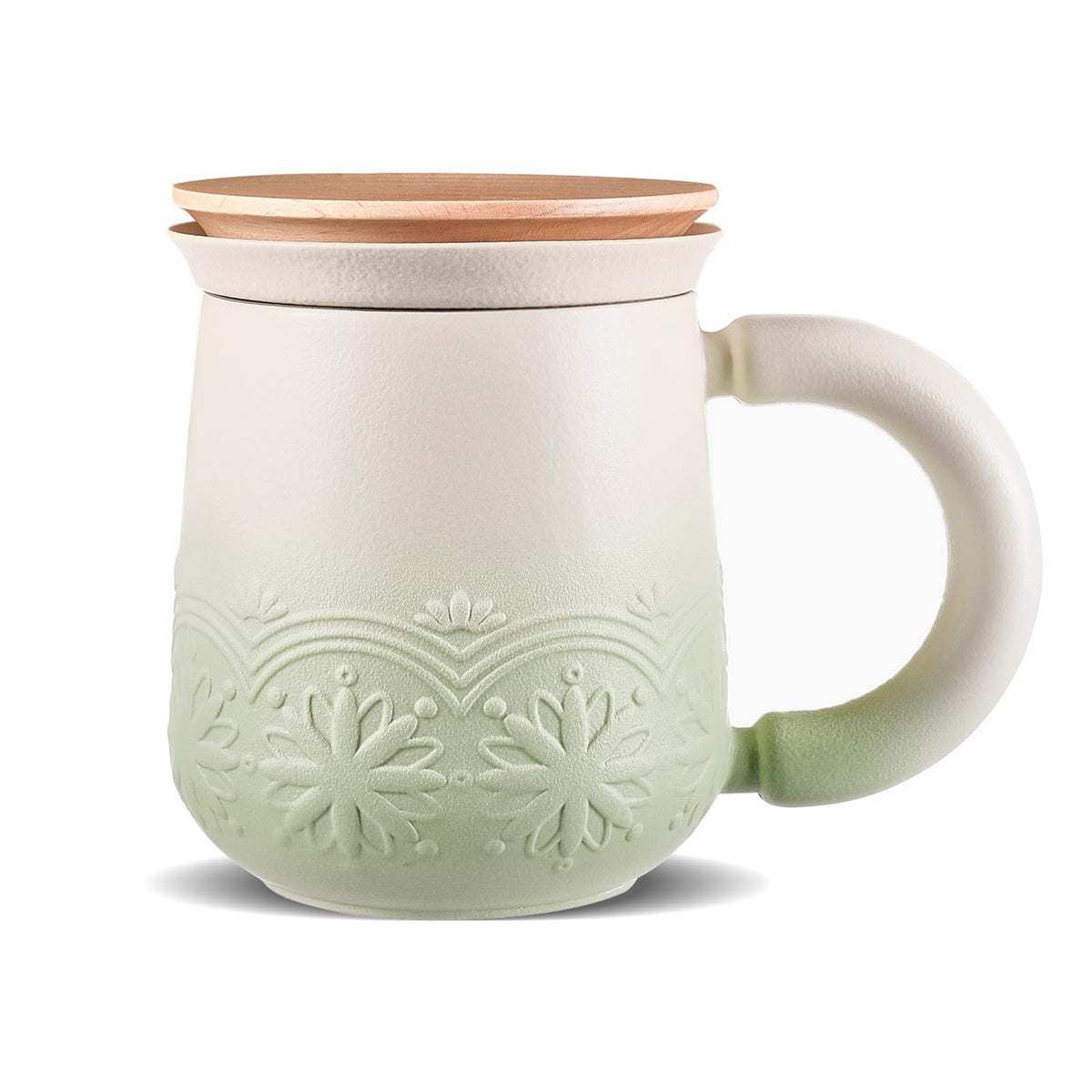 ZENS Tea Mug with Infuser and Lid for Loose Leaf Tea Steeper, 12oz Green