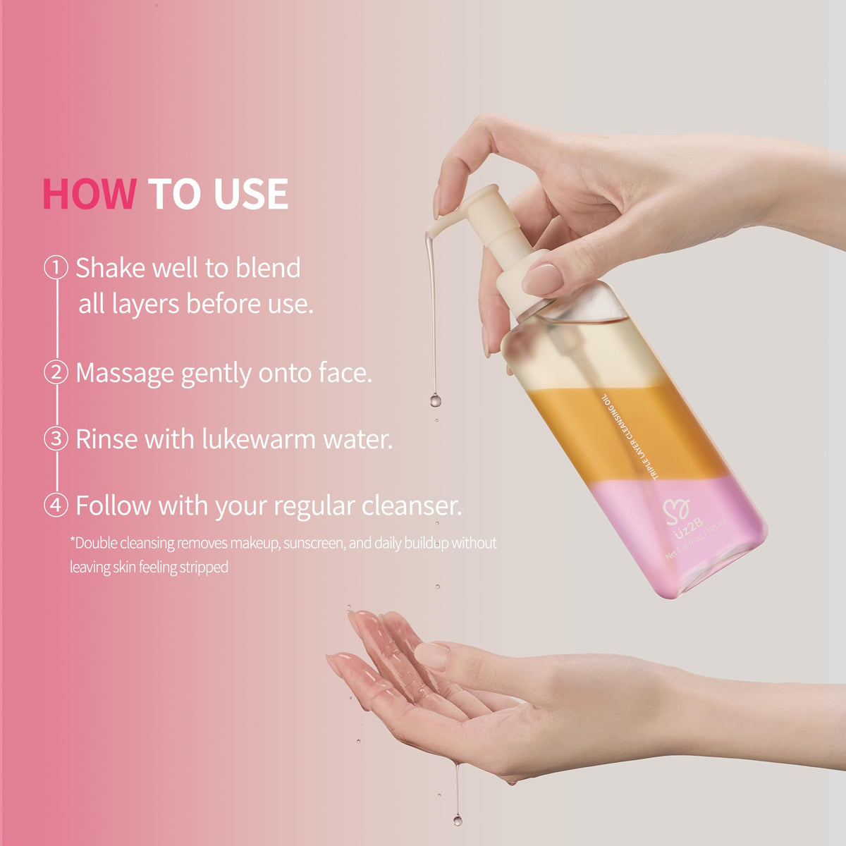 UZ2B Triple Layer Cleansing Oil | Makeup Remover | 185 ml / 6.26 fl. Oz.