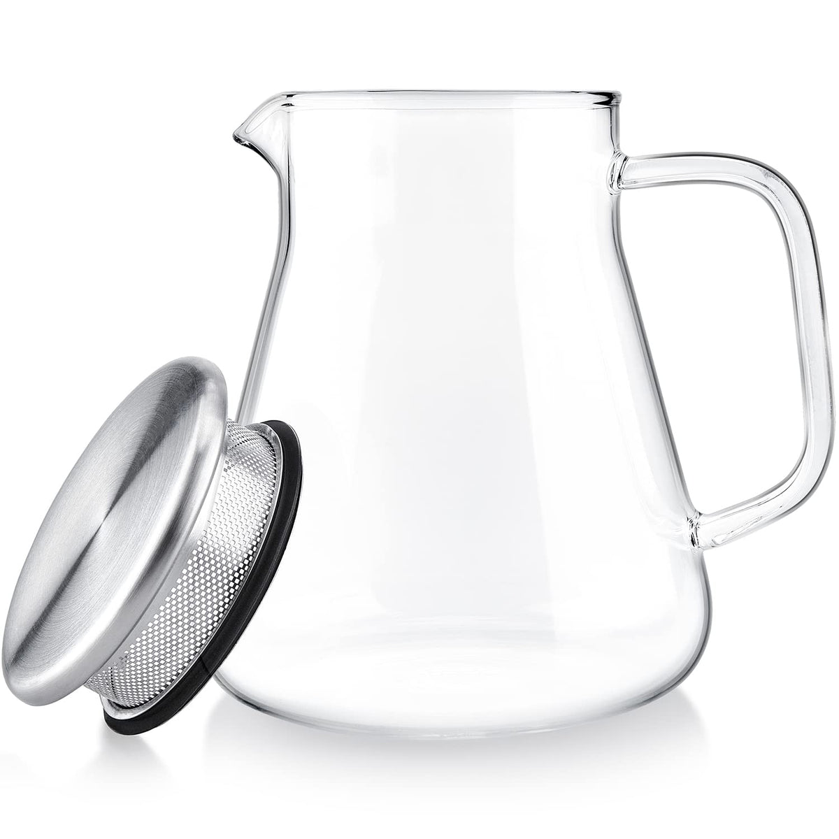 Teabloom One-Touch Tea Maker, 2-in-1 Teapot and Kettle with Stainless Steel Filter Lid for Loose Tea – Stain-Free Borosilicate Glass Teapot (27 Oz) – Tea Connoisseur's Choice