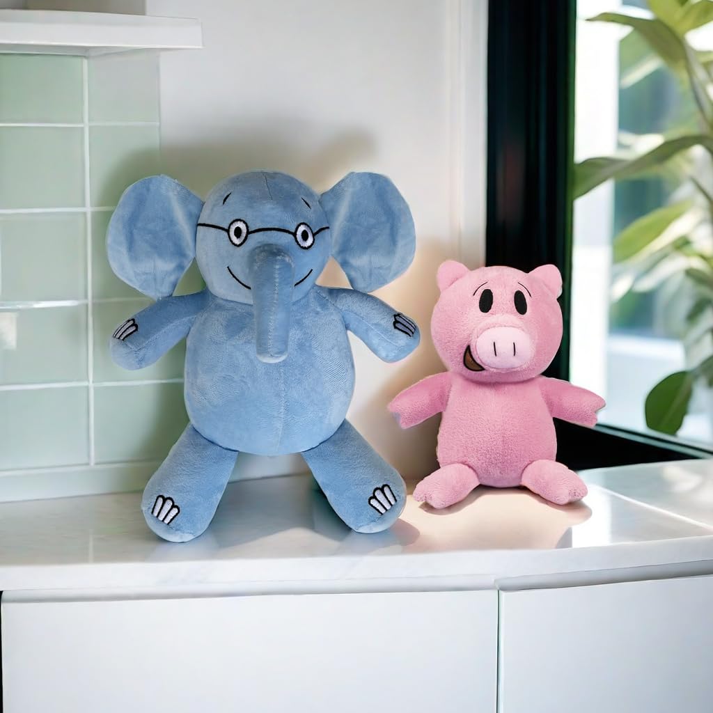 New Blue Elephant and Pink Pig Plush Toys,for Boys and Girls Animal Toys,Christmas Valentine's Day Room Decoration Party Gifts (2PC)