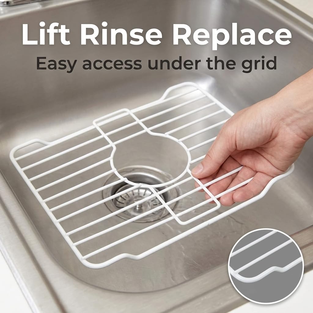 Better Houseware Small White Sink Protector for Kitchen Sink, Metal Grid Mat Fits Compact Single-Bowl Sinks, 12x10.25 in
