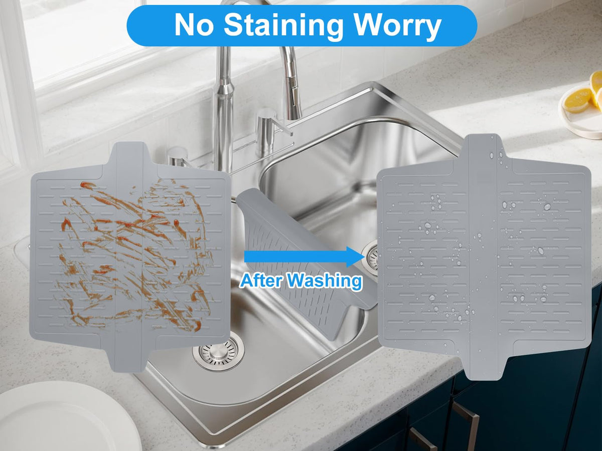 Sink Saddle, Divider Protector Mat, Kitchen Sink Mat, Silicone Protector