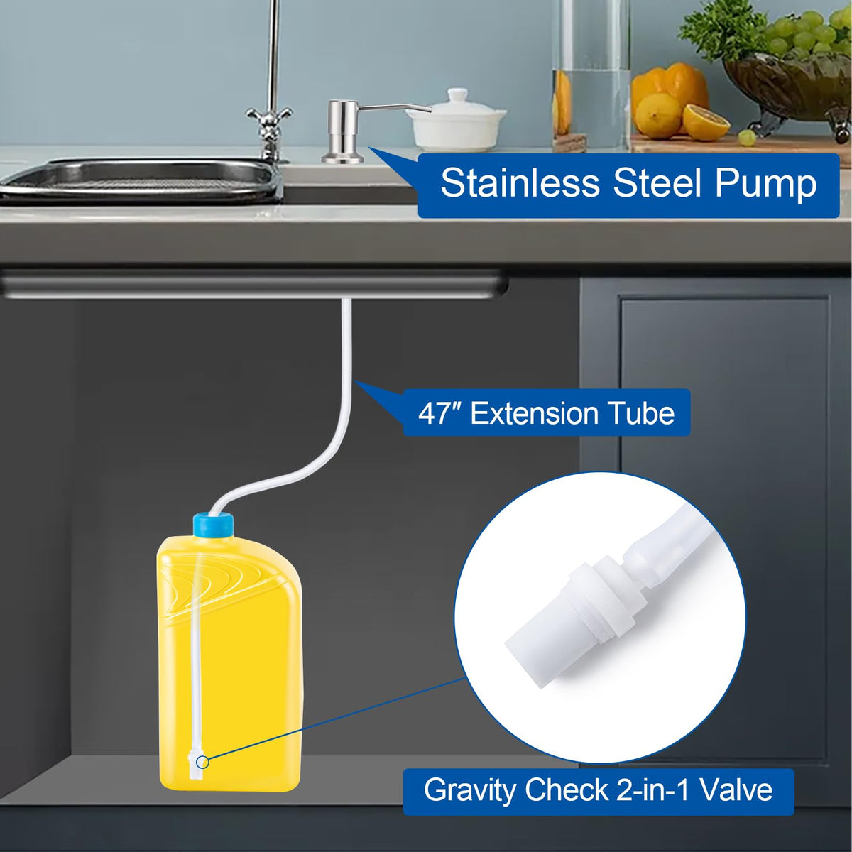 Soap Dispenser for Kitchen Sink, Countertop/Built in Dish Soap Dispenser