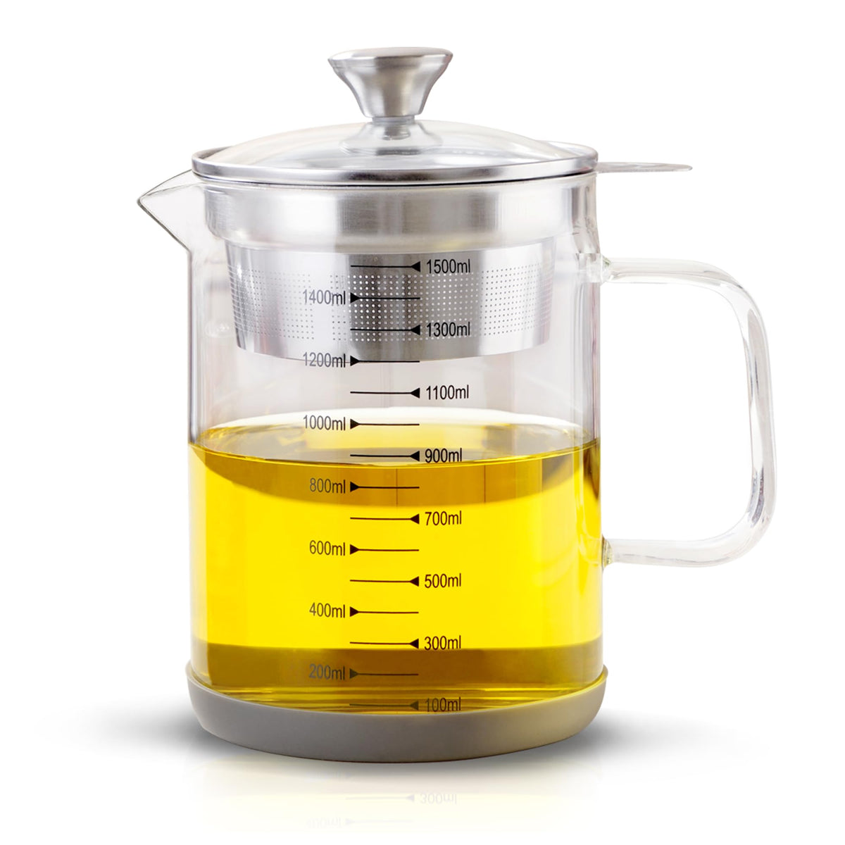 Abdodar 50oz Glass Oil Strainer Container with Fine Mesh Strainer (1.5L)