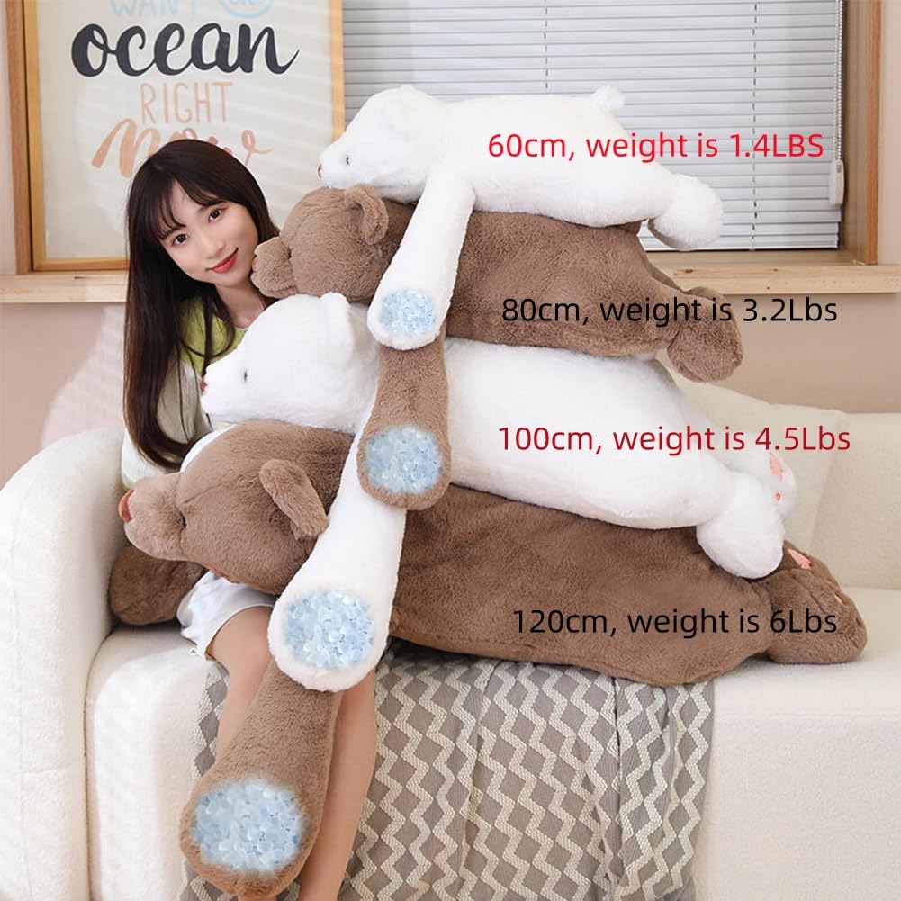 SNOWOLF Large Weighted Bear Stuffed Animals, 31.5" White Bear Plush Throw Pillow Super Cute Kawaii Plushie Polar Bear Hugging Toys Gifts for Boys Girls Adults, 80cm, White