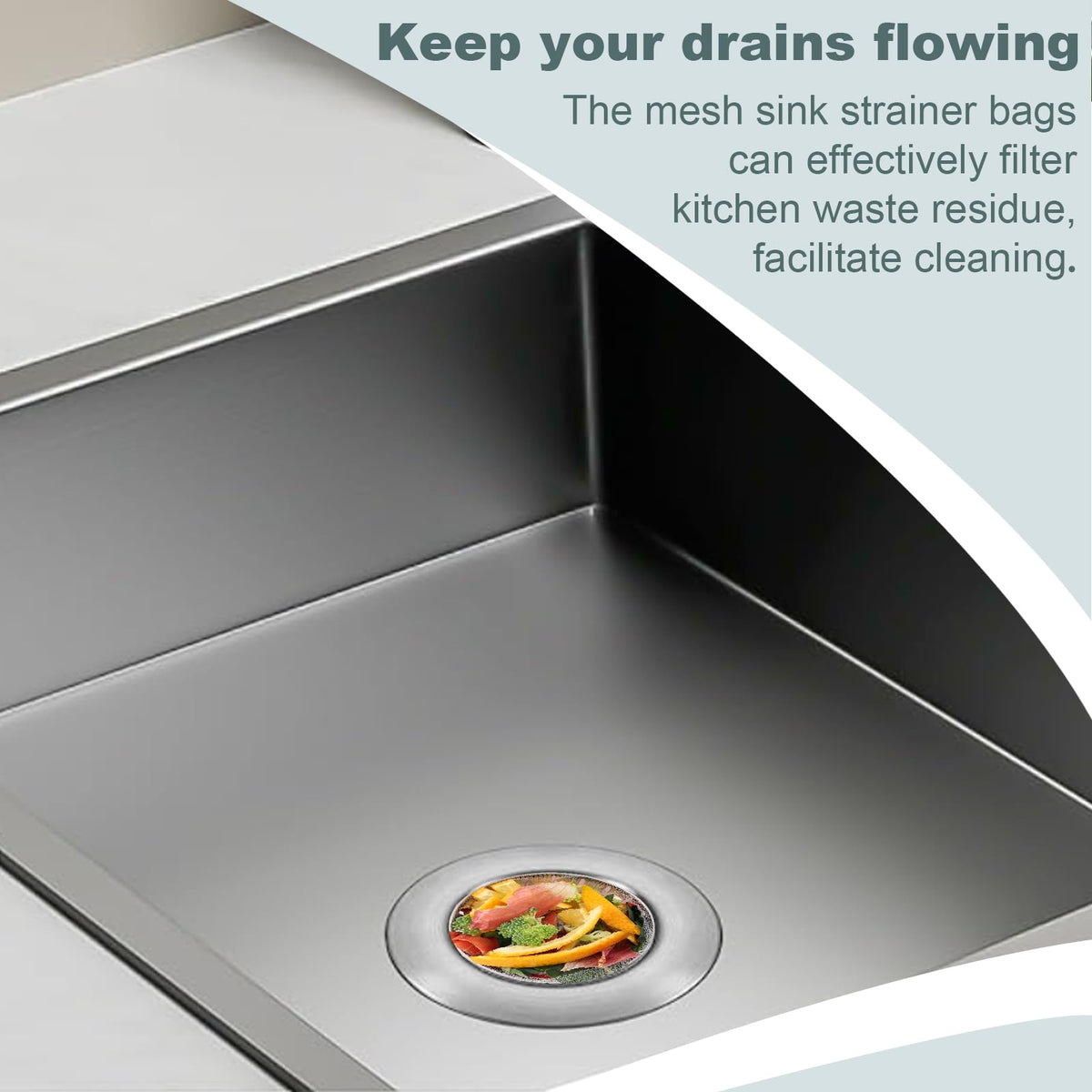 CHIAOJIHE 400 Pack Disposable Drain Covers, Disposable Sourdough Mesh Sink Strainer Pouches, Drain Catcher Mesh Cover Nets One Use Sourdough for Kitchen Sink, Kitchen and Bathroom Strainer Pouches