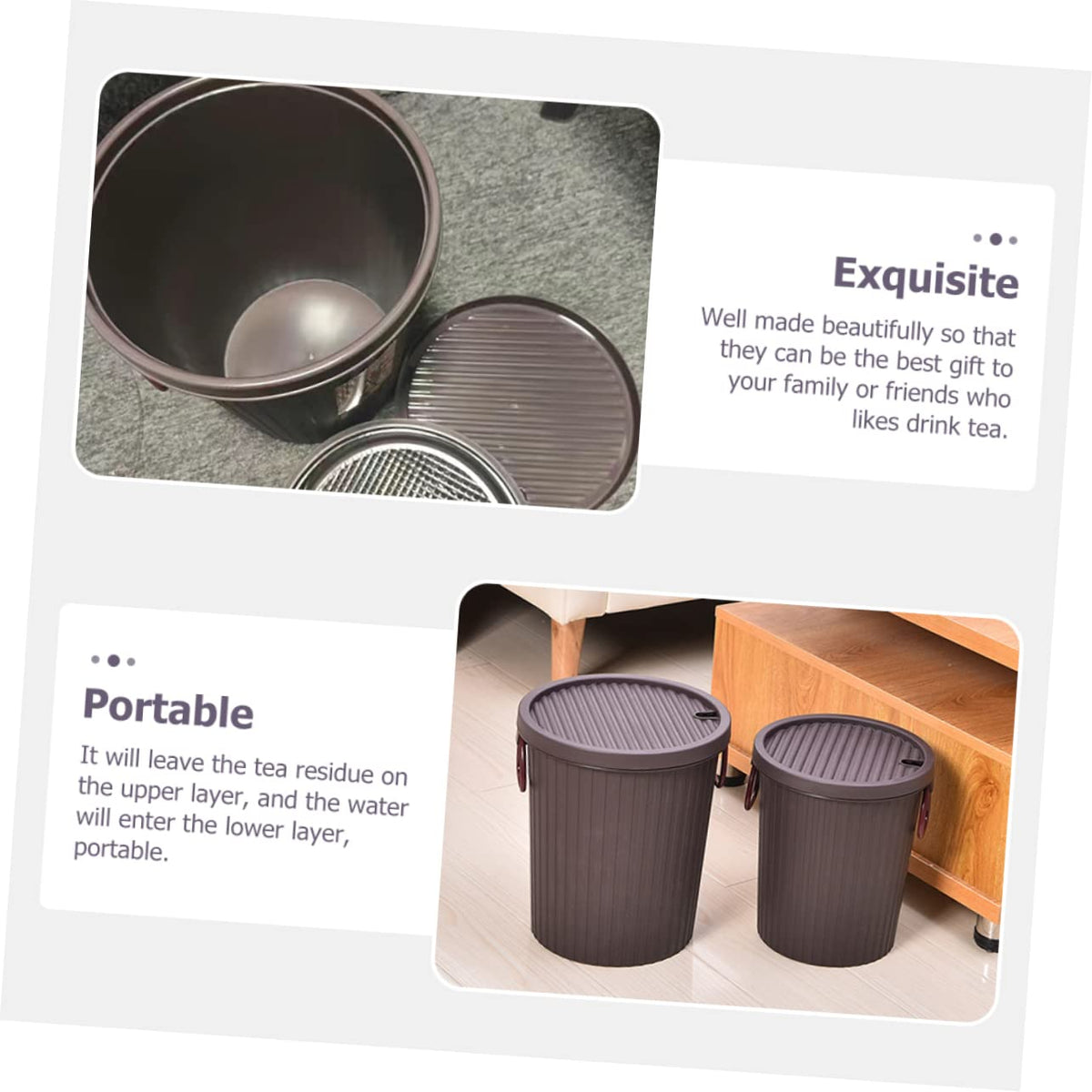 Holibanna Tea Dregs Bucket with Lid Tea Leaves Strainer Basket for Ceremony Plastic Residue Filter Bucket for Home Office Study 9.64 X 8.46 X 8.46 in