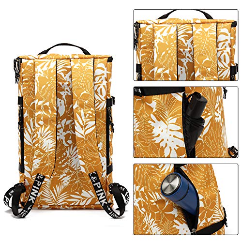 Kalesi Gym Duffle Bag Backpack 4-Way Waterproof with Shoes Compartment for travel Sport Hiking laptop (Mustard yellow) - color: Mustard Yellow