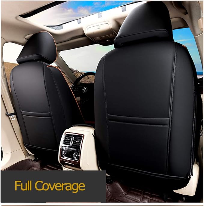 EKR Camry Car Seat Covers for Toyota Camry Hybrid LE,XLE 2012-2017 & Hybrid SE 2015-2017,Waterproof Leather Car Seat Cover Full Set for Trucks SUV-Faux Leather (Black/Gray)