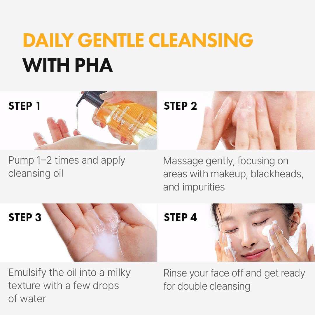 Hanskin PHA Pore Cleansing Oil for Sensitive Skin, Makeup Remover, 10.14 oz
