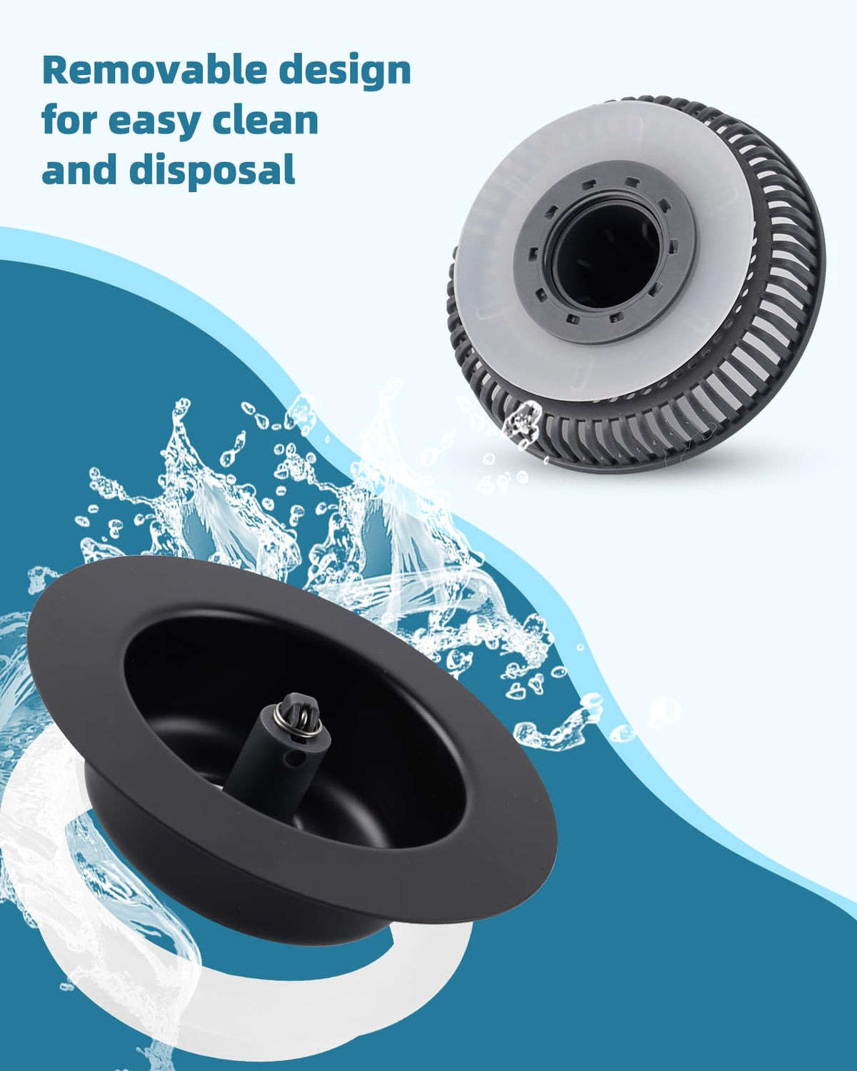 Universal 3 in 1 Kitchen Sink Drain Strainer Stopper Combo, Matte Black