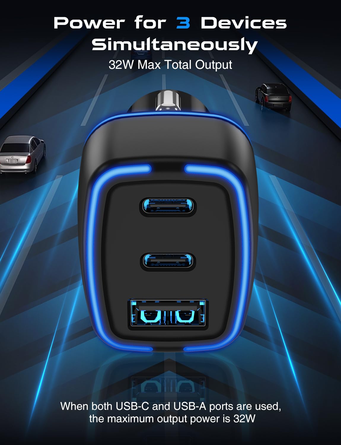 USB C Car Charger, 3 Port PD Super Mini Cigarette Lighter Adapter, 2Pack USB-C & A Fast Car Charging for iPhone 16/15 Pro Max, Galaxy S25/S24, iPad, Pixel, Android Phones,Travel Essentials for Men