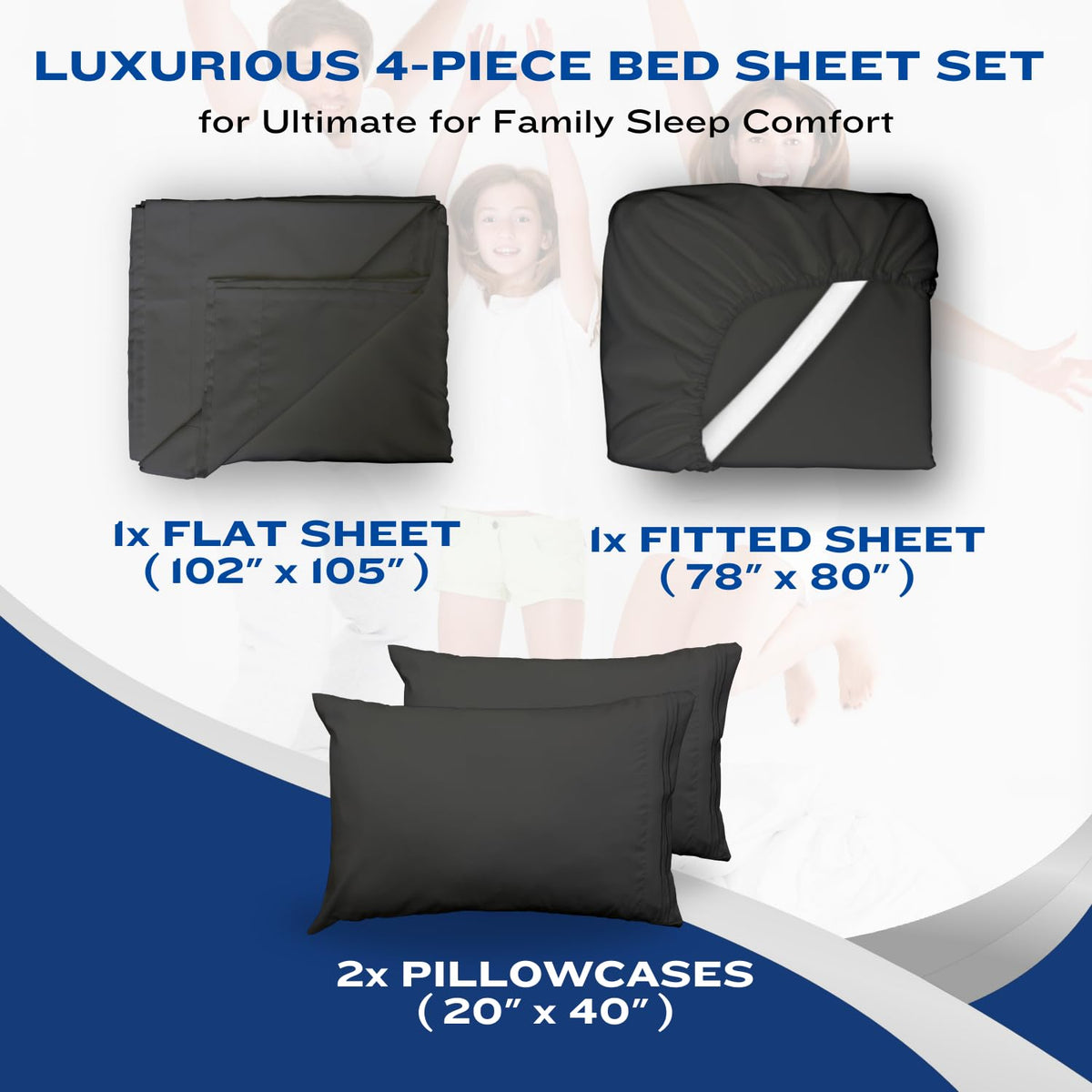 DREAMCARE King Size Sheets Set - King - Extra Deep - Gray