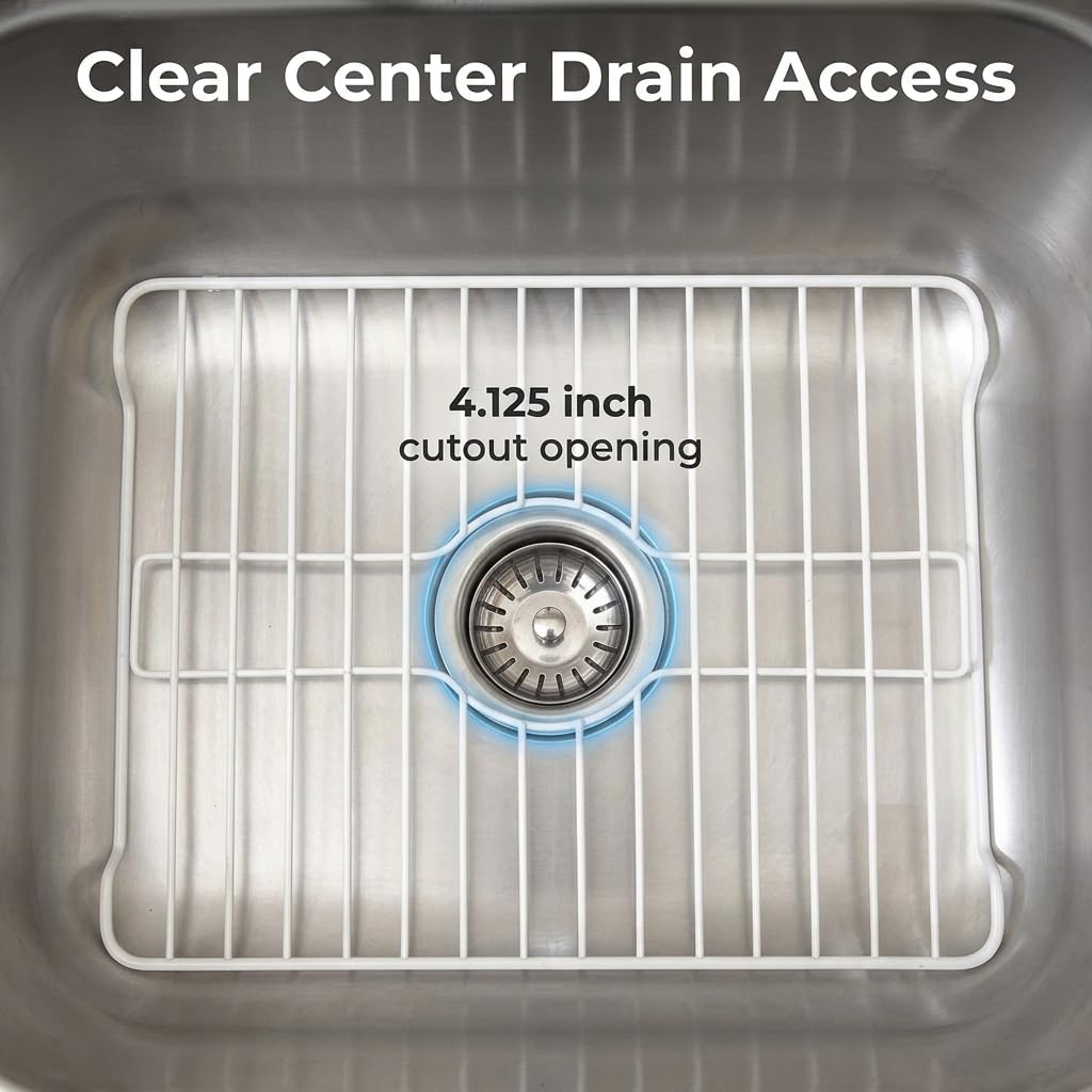 Better Houseware Small White Sink Protector for Kitchen Sink, Metal Grid Mat Fits Compact Single-Bowl Sinks, 12x10.25 in