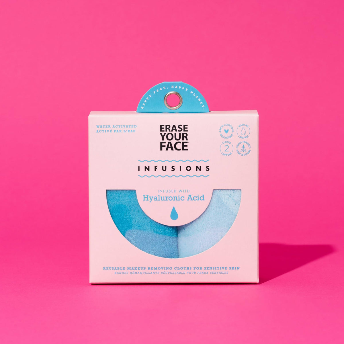 ERASE YOUR FACE Re-usable Makeup Removing Cloth Infused with Hylaluronic Acid - 2 Pack