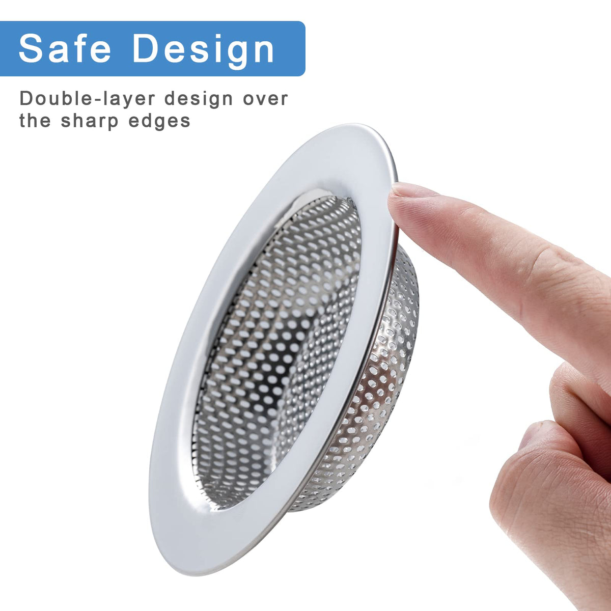 2 Pcs Sink Strainer Double-Layer Safe Design for Kitchen Sink Drain Basket