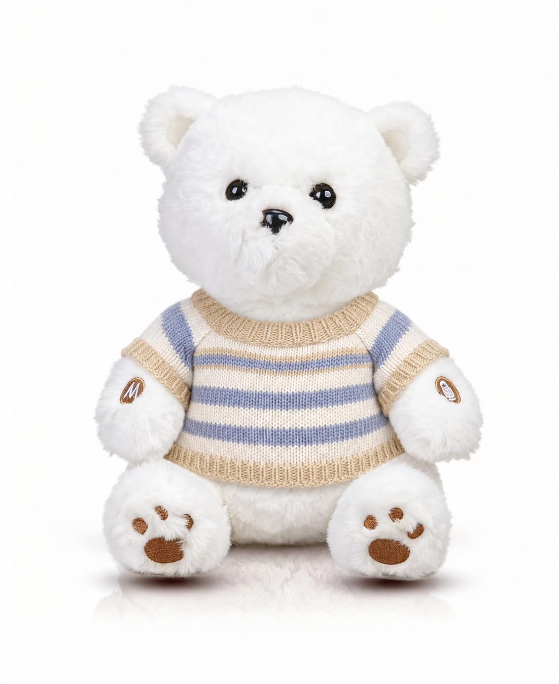 MEEMO Plush Bear Clothes Outfit, Custom‑Fit for Meemo Bear AI Plush Toy, Doll Costume Accessory (Beige Striped Knit Top)