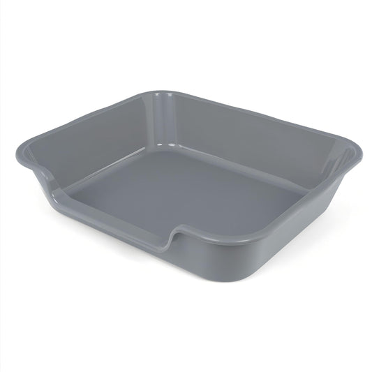 Ying Tutu 1 Pack of Extra Large Cat Litter Box (ABS Material), Low Entry Senior Litter Pen for Geriatric Kitty Big Cats, Jumbo Pet Safe Litter Boxes Tray for Indoor Pets Potty (Gray, 24" L x 20" W)