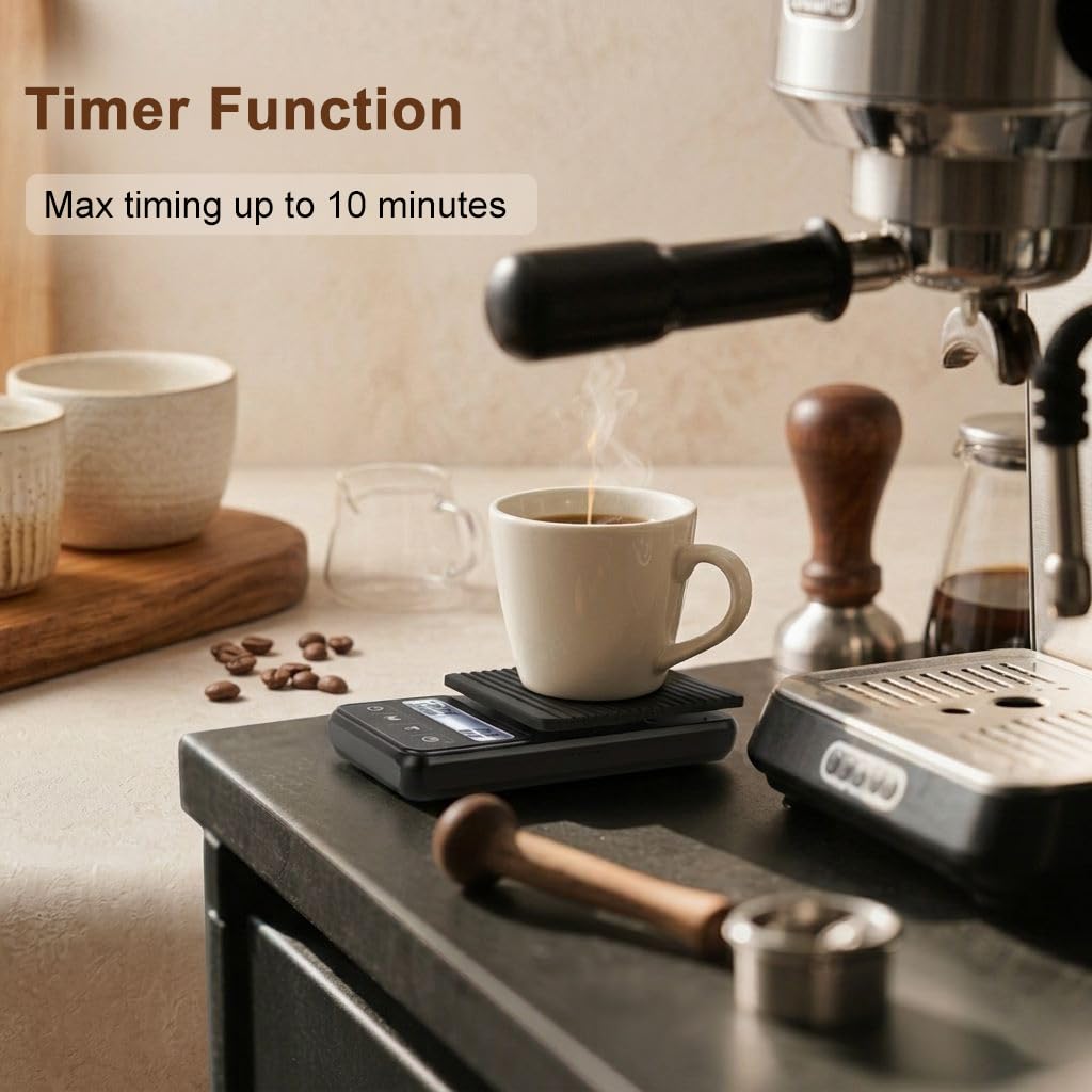 QP Mini Coffee Scale with Timer, 1kg/0.1g High Accuracy Espresso Scale