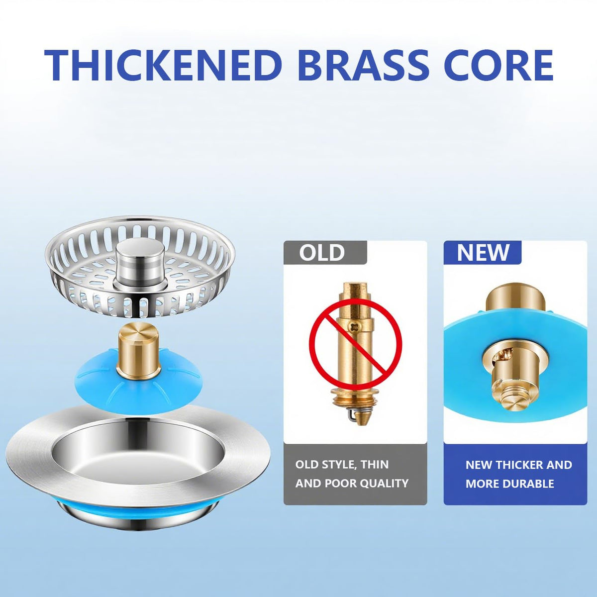 Upgraded 3-in-1 Kitchen Sink Drain Strainer & Stopper - Stainless Steel Anti-Clogging Food Catcher Basket, Universal Sink Protector Cover Filter, Fits US Standard 3-1/2 Inch Drain (Silver-1Pack)