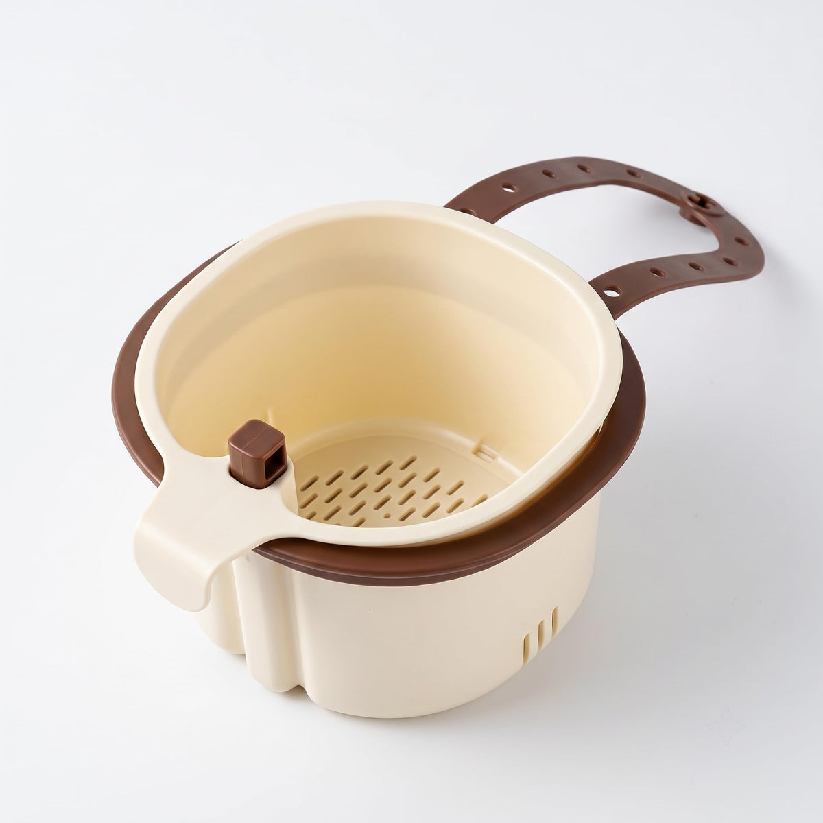 Hanging Sink Drain Basket, Press-to-Dump Kitchen Strainer (Brown)