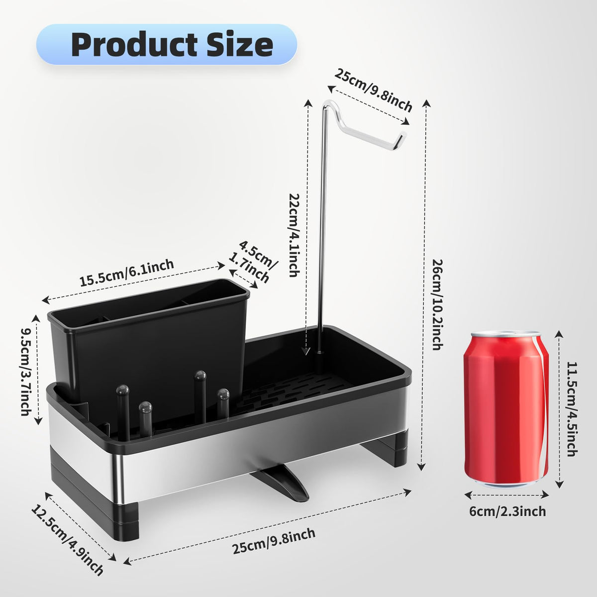 Ewaiira Sponge Holder for Kitchen Sink, Stainless Steel Sink Caddy