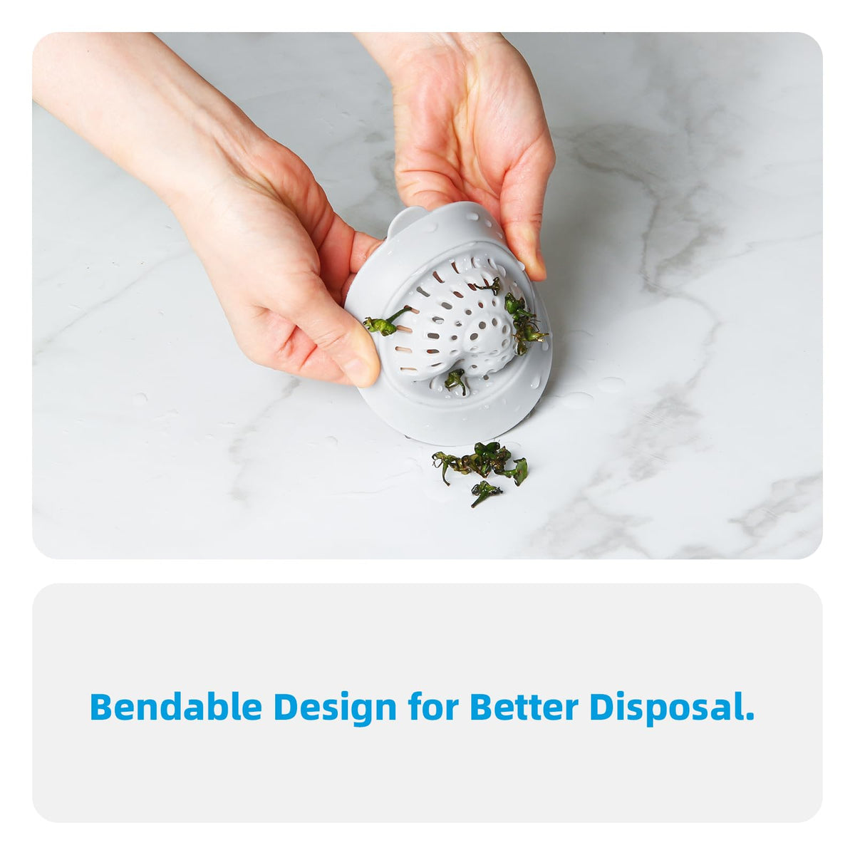 4 Pack Silicone Kitchen Sink Drain Catcher with Lid, 4.4" Top / 3" Mesh Basket, Grey Strainers for 3.1–3.9 Inch Openings, Anti-Clog Reusable Sink Stopper Covers, Odor-Proof & Easy to Clean