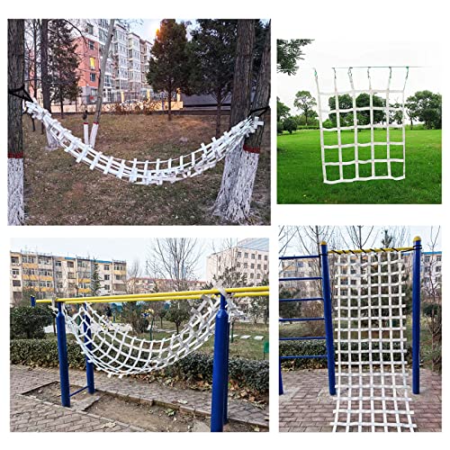 Climbing Cargo Net Heavy Duty,Ninja Net,Rope Ladder for Kids Outdoor Treehouse Backyard Playground Indoor Obstacle Webbing Net for Swing Set Jungle Gym Accessories for Slacklines,White - size: 3x20ft/0.9x6.1m