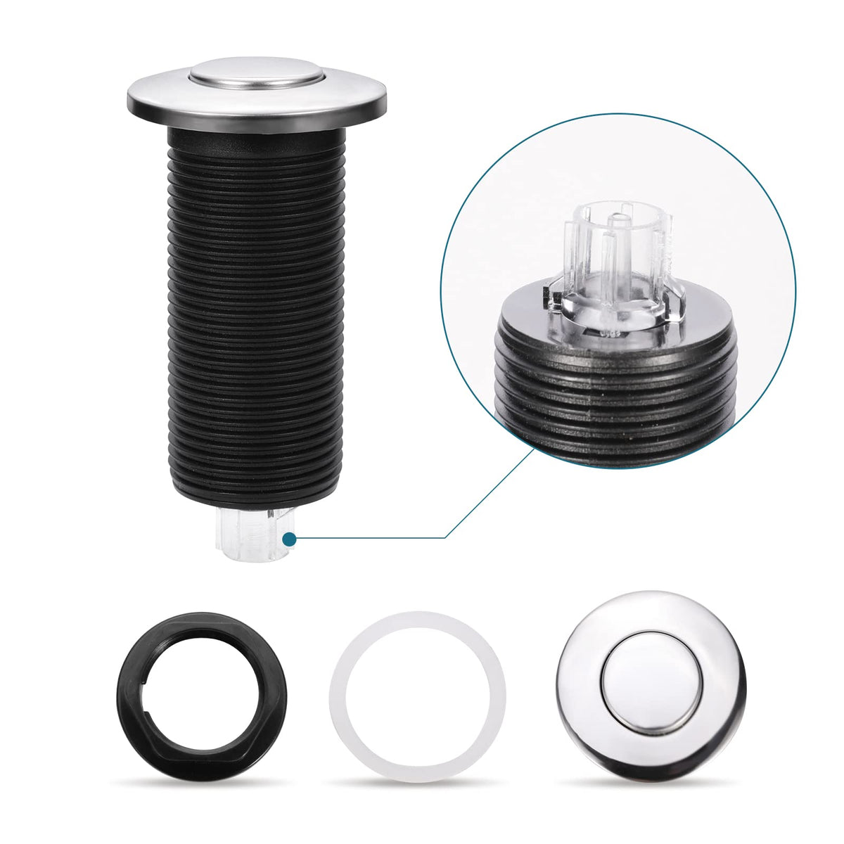 RQYEKDO 2.5" Garbage Disposal Air Switch Matte Black Sink Top Push Button