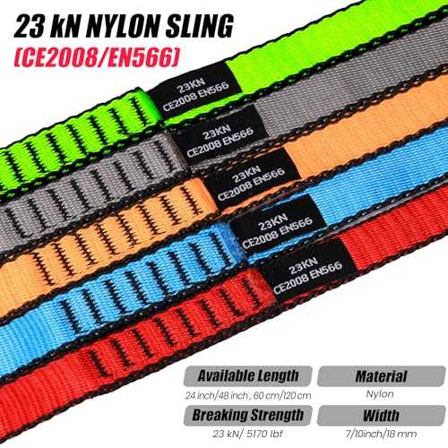 18MM Nylon Climbing Slings Runners 23 kN Strong Webbing Straps for Rock Climbing, Rappelling, Swing, Yoga Hammock etc - color: 1PC Grey, size: 24inch/60cm
