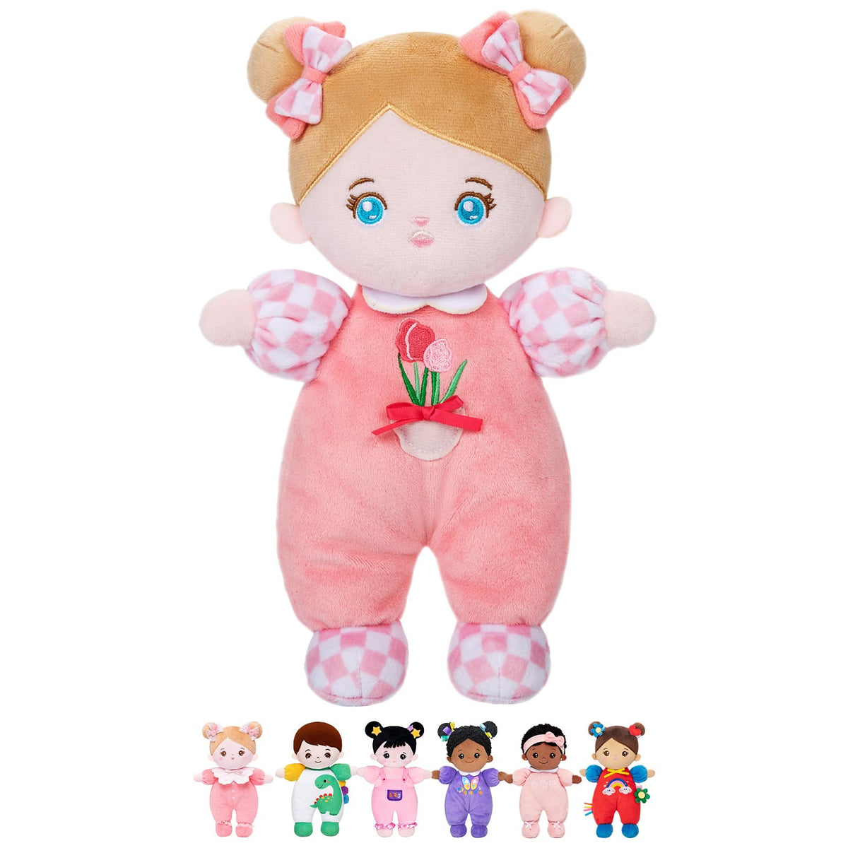OUOZZZ Soft Baby Doll 10" Tulip Pink Snuggle Buddy Doll